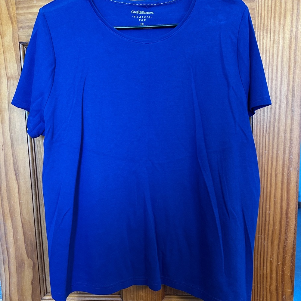 Croft & Barrow Blue Boxy Short Sleeve T-Shirt